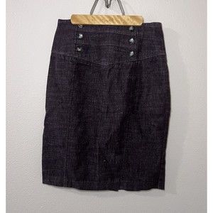 IZ Byer Women's Dark Brown Pencil Skirt Size 5 W/Button & Seam Accents Back Zip